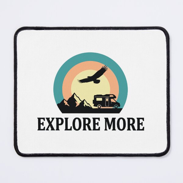 Item preview, Explore More - Eagle & Mountain Van Life Retro Sunset Circle Banner designed and sold by ArcApparel2020.