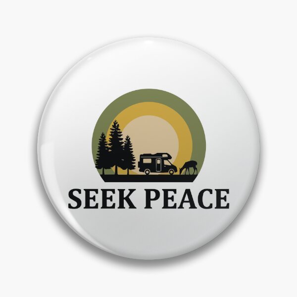 Item preview, Seek Peace - Deer & Forest Van Life Retro Sunset Circle Banner designed and sold by ArcApparel2020.