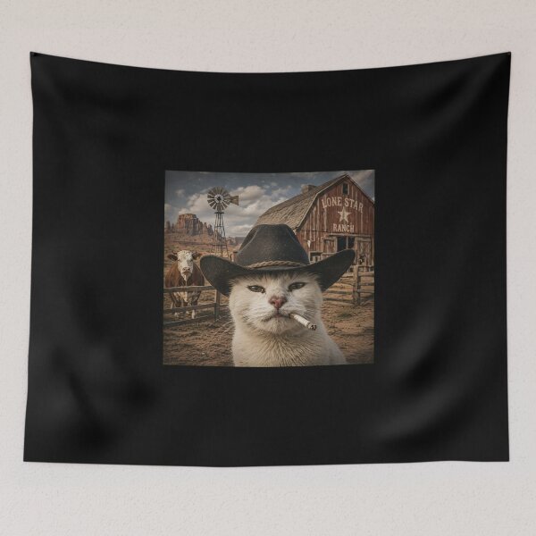 Item preview, Smoking Cowboy Cat Western Ranch Vintage T-Shirt designed and sold by StranHabesre51.