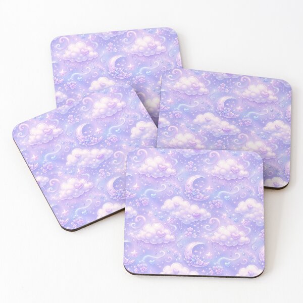 Artikelvorschau, Verträumter Lavendel-Mond & Wolken Kawaii Nahtloses Muster Aufkleber entworfen und verkauft von WeirdSketcher.