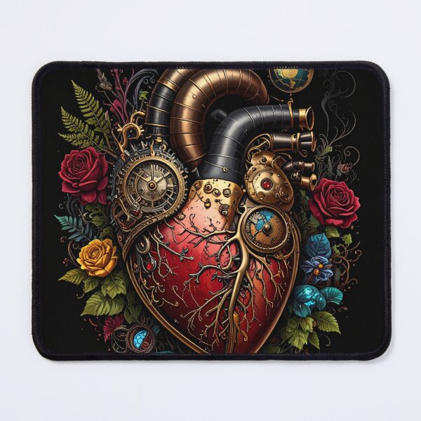 Item preview, Steampunk Mechanical Anatomical Heart Roses Art designed and sold by Kavin786.