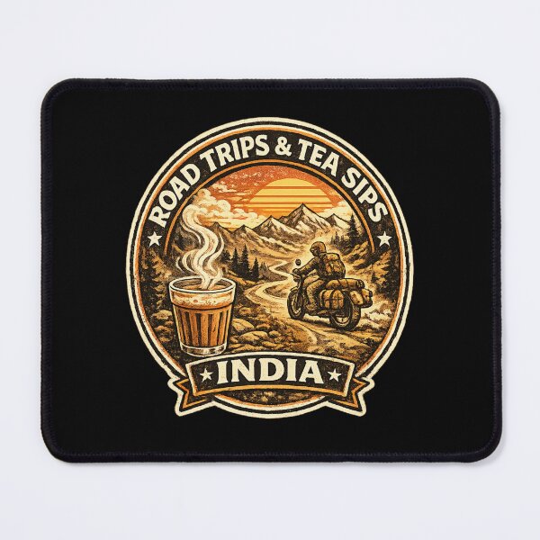 Item preview, Road Trips & Tea Sips India Retro Motorcycle T-Shirt | Vintage Chai Rider Adventure Design designed and sold by Globalcitytees.