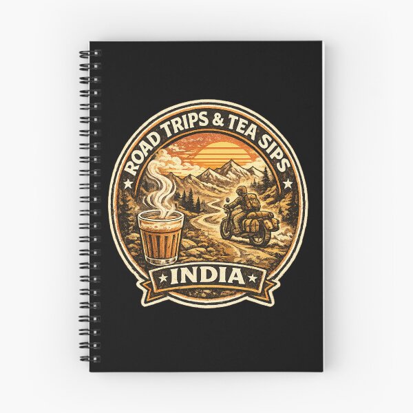 Item preview, Road Trips & Tea Sips India Retro Motorcycle T-Shirt | Vintage Chai Rider Adventure Design designed and sold by Globalcitytees.