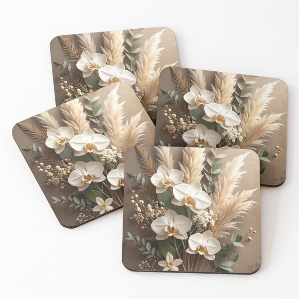 Item preview, Boho White Orchid and Pampas Grass Art designed and sold by Kavin786.