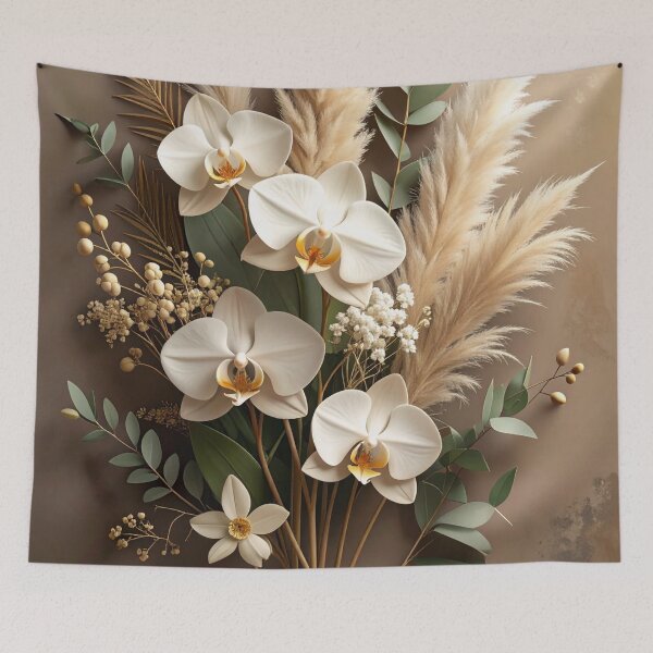 Item preview, Boho White Orchid and Pampas Grass Art designed and sold by Kavin786.