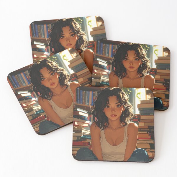 Item preview, ​Cozy Anime Girl Reading in Library designed and sold by Kavin786.