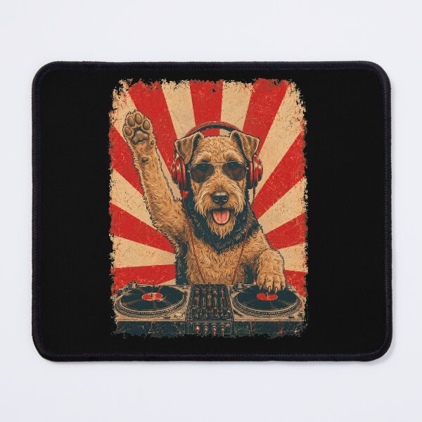 Item preview, Vintage DJ Airedale Terrier With Headphones Art Dog Owner designed and sold by DoodleTortle.