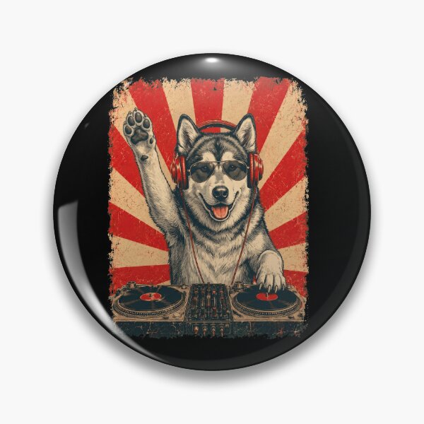Item preview, Vintage DJ Alaskan Malamute With Headphones Art Dog Owner designed and sold by DoodleTortle.