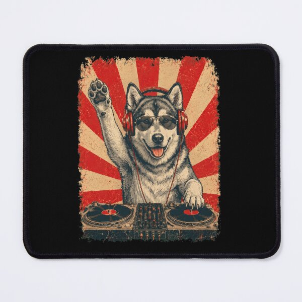 Item preview, Vintage DJ Alaskan Malamute With Headphones Art Dog Owner designed and sold by DoodleTortle.