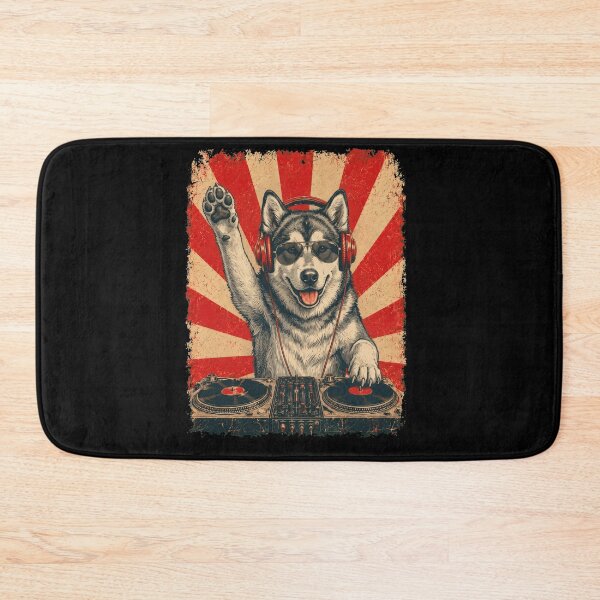 Item preview, Vintage DJ Alaskan Malamute With Headphones Art Dog Owner designed and sold by DoodleTortle.