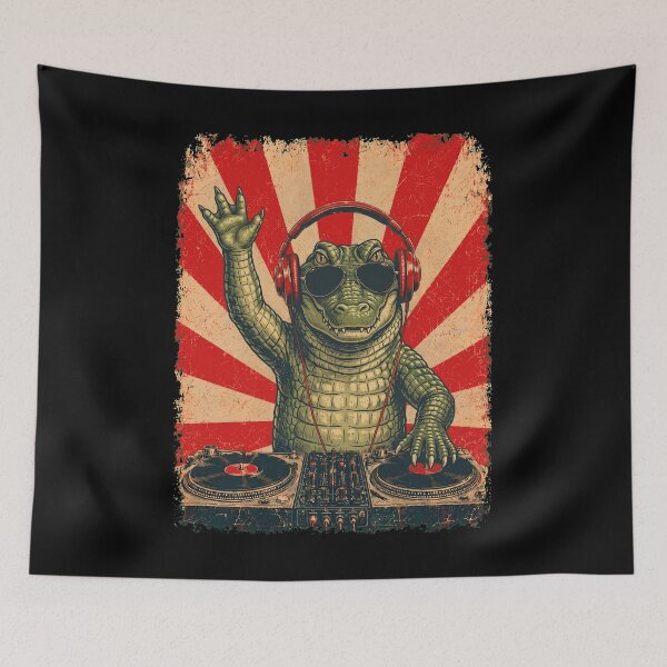 Item preview, Vintage DJ Alligator With Headphones Art Animal Lover designed and sold by DoodleTortle.