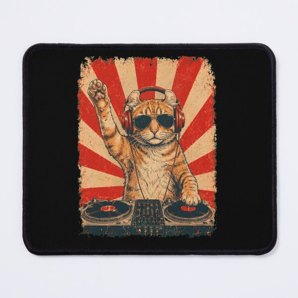 Item preview, Vintage DJ American Curl With Headphones Art Cat Owner designed and sold by DoodleTortle.