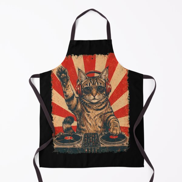 Artikelvorschau, Vintage DJ American Bobtail mit Kopfhörern Kunstkatzenbesitzer entworfen und verkauft von DoodleTortle.