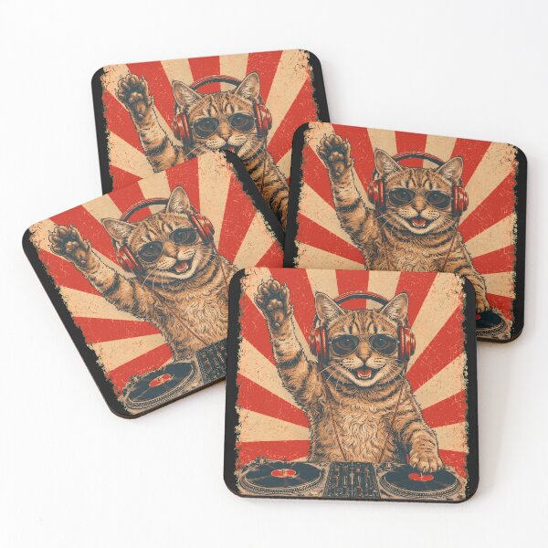 Item preview, Vintage DJ American Wirehair With Headphones Art Cat Owner designed and sold by DoodleTortle.