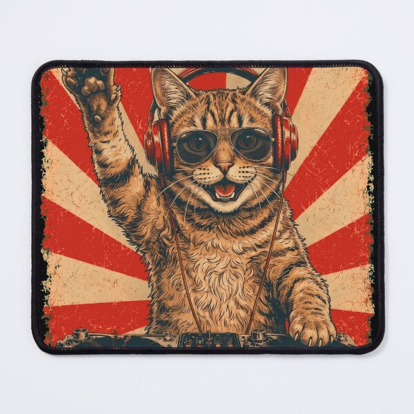 Item preview, Vintage DJ American Wirehair With Headphones Art Cat Owner designed and sold by DoodleTortle.