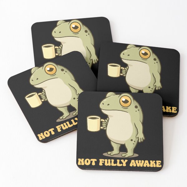 Item preview, Not Fully Awake – Cute Frog Coffee Meme designed and sold by Spyshirt.