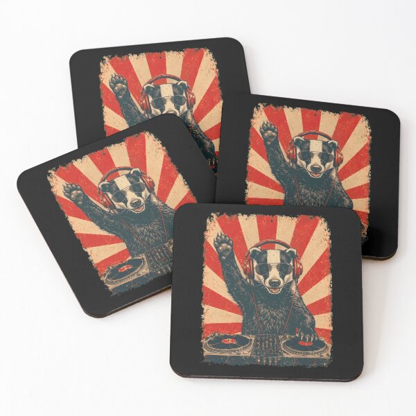 Item preview, Vintage DJ Badger With Headphones Art Animal Lover designed and sold by DoodleTortle.