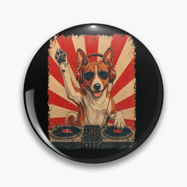 Item preview, Vintage DJ Basenji With Headphones Art Dog Owner designed and sold by DoodleTortle.
