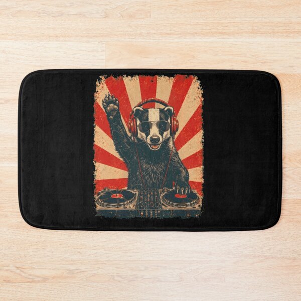 Item preview, Vintage DJ Badger With Headphones Art Animal Lover designed and sold by DoodleTortle.