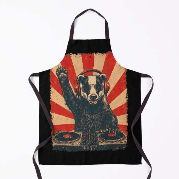 Item preview, Vintage DJ Badger With Headphones Art Animal Lover designed and sold by DoodleTortle.