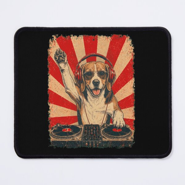 Item preview, Vintage DJ Beagle With Headphones Art Dog Owner designed and sold by DoodleTortle.
