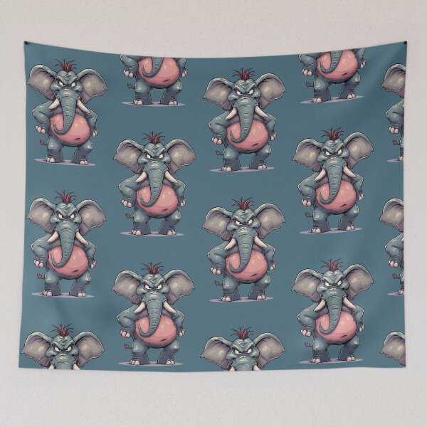 Item preview, Blue-grey elephant with its pink belly raised high like a cuckoo designed and sold by Art70shop.