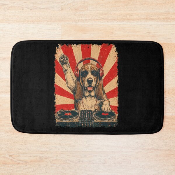 Item preview, Vintage DJ Basset Hound With Headphones Art Dog Owner designed and sold by DoodleTortle.