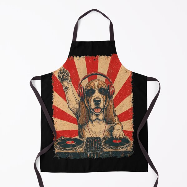 Item preview, Vintage DJ Basset Hound With Headphones Art Dog Owner designed and sold by DoodleTortle.