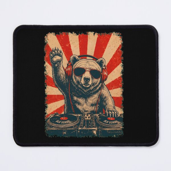 Item preview, Vintage DJ Bear With Headphones Art Animal Lover designed and sold by DoodleTortle.