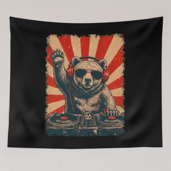 Item preview, Vintage DJ Bear With Headphones Art Animal Lover designed and sold by DoodleTortle.