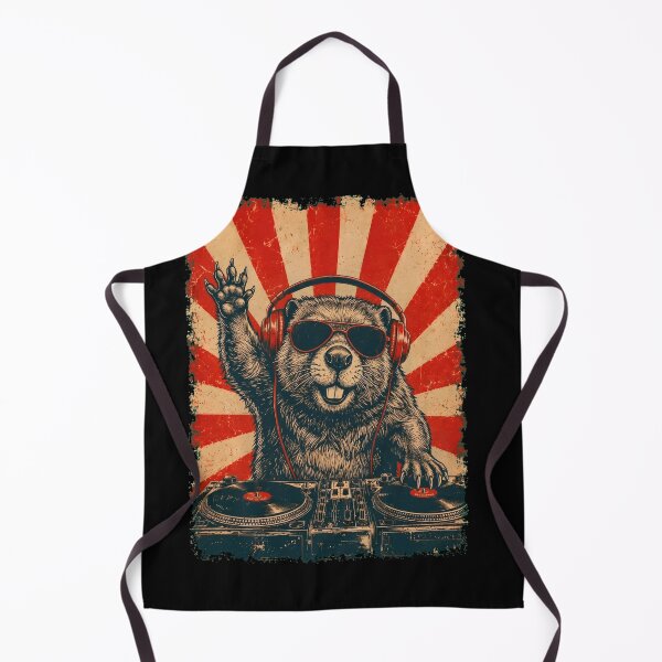 Item preview, Vintage DJ Beaver With Headphones Art Animal Lover designed and sold by DoodleTortle.
