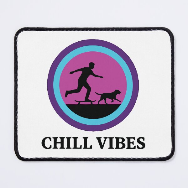 Item preview, Chill Vibes - Retro Skateboarder & Dog Synthwave Circle designed and sold by ArcApparel2020.