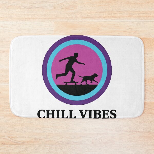 Item preview, Chill Vibes - Retro Skateboarder & Dog Synthwave Circle designed and sold by ArcApparel2020.