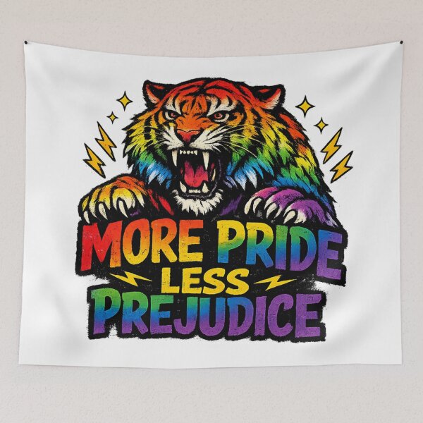 Item preview, More Pride Less Prejudice Rainbow Tiger Retro designed and sold by EchoPrint Co..