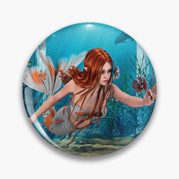 Aperçu de l'œuvre Sirène rousse aux cheveux roux, art fantastique sous-marin créée et vendue par Vac1.
