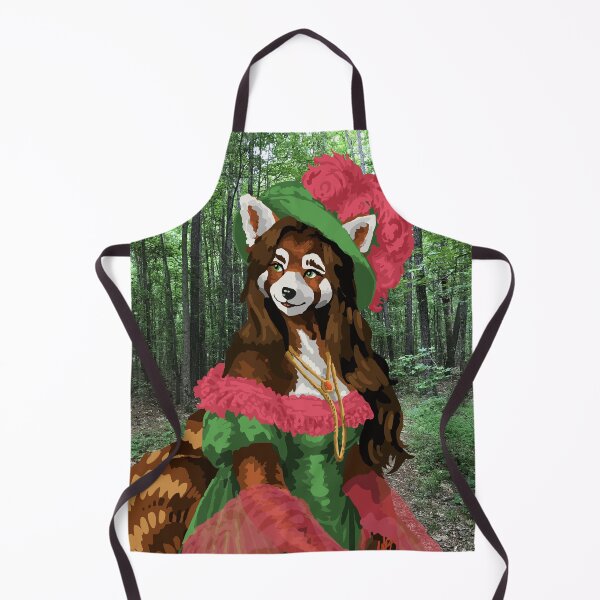 Item preview, Red Panda in Pink & Green Dress & Hat designed and sold by KlakkDrawsStuff.
