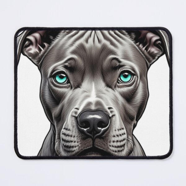 Item preview, Green-Eyed Grey Pitbull Close-Up | Dog Lover Pet Art designed and sold by Resolution Retro.