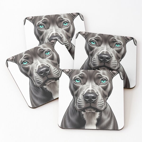 Item preview, Green-Eyed Grey Pitbull Close-Up | Dog Lover Pet Art designed and sold by Resolution Retro.