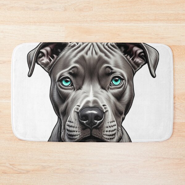 Item preview, Green-Eyed Grey Pitbull Close-Up | Dog Lover Pet Art designed and sold by Resolution Retro.