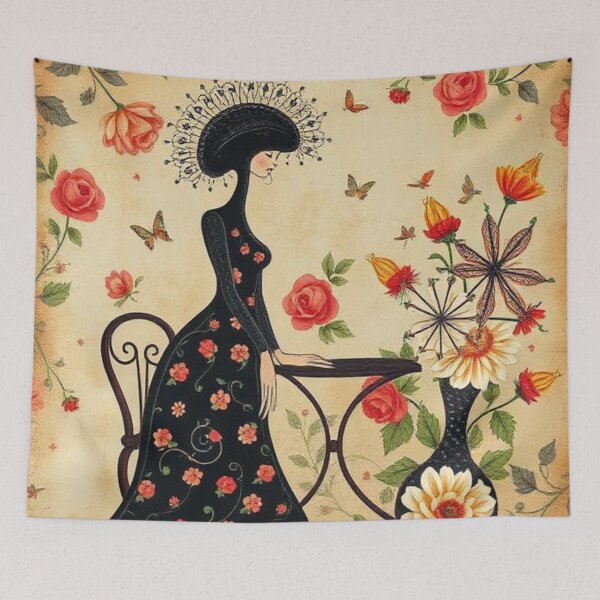 Item preview, Woman in Surreal Floral Room designed and sold by RAISC.