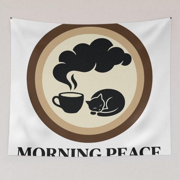 Item preview, Morning Peace - Cozy Cat & Coffee Cup Circle Art designed and sold by ArcApparel2020.