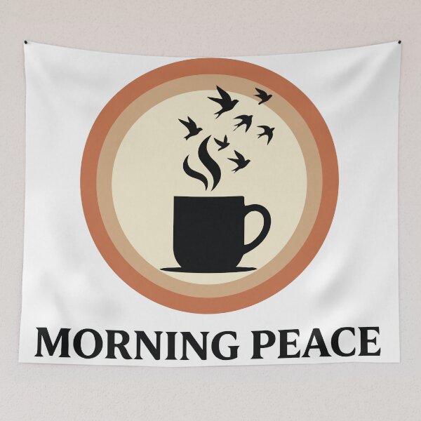Item preview, Morning Peace - Steaming Mug & Swallow Bird Silhouette designed and sold by ArcApparel2020.