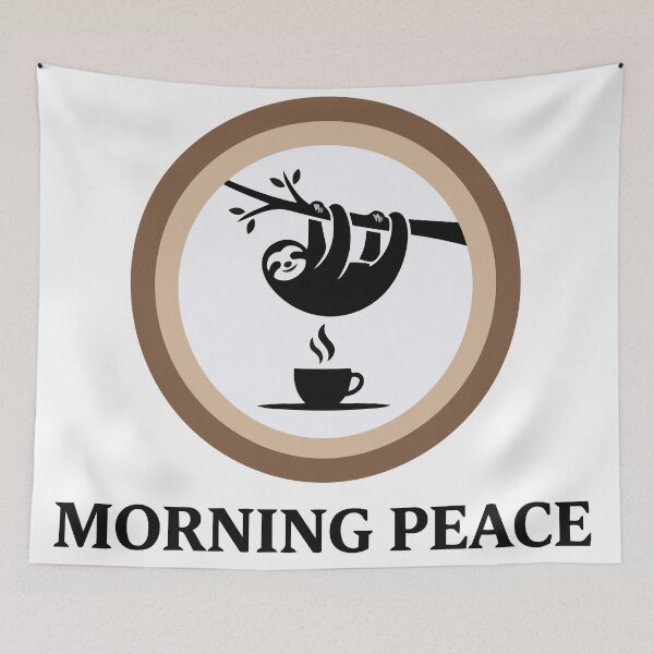 Item preview, Morning Peace - Sleepy Sloth & Coffee Cup Aesthetic designed and sold by ArcApparel2020.