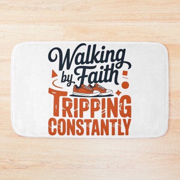 Item preview, Walking by Faith Tripping Constantly Funny Christian Shirt Design designed and sold by MerchlyMike.