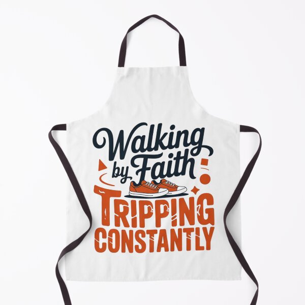 Item preview, Walking by Faith Tripping Constantly Funny Christian Shirt Design designed and sold by MerchlyMike.