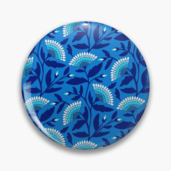 Item preview, Blue bohemian blooms floral pattern designed and sold by Jennifer Ladd.