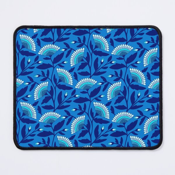 Item preview, Blue bohemian blooms floral pattern designed and sold by Jennifer Ladd.