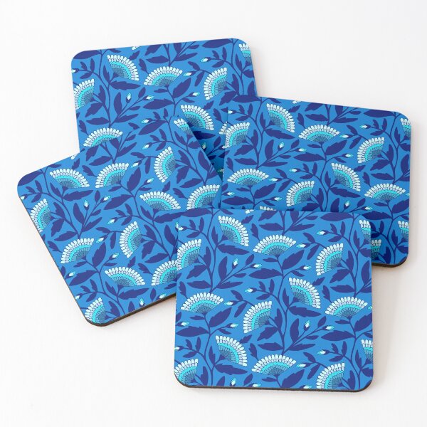 Item preview, Blue bohemian blooms floral pattern designed and sold by Jennifer Ladd.