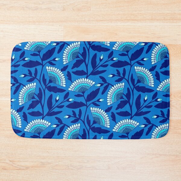 Item preview, Blue bohemian blooms floral pattern designed and sold by Jennifer Ladd.