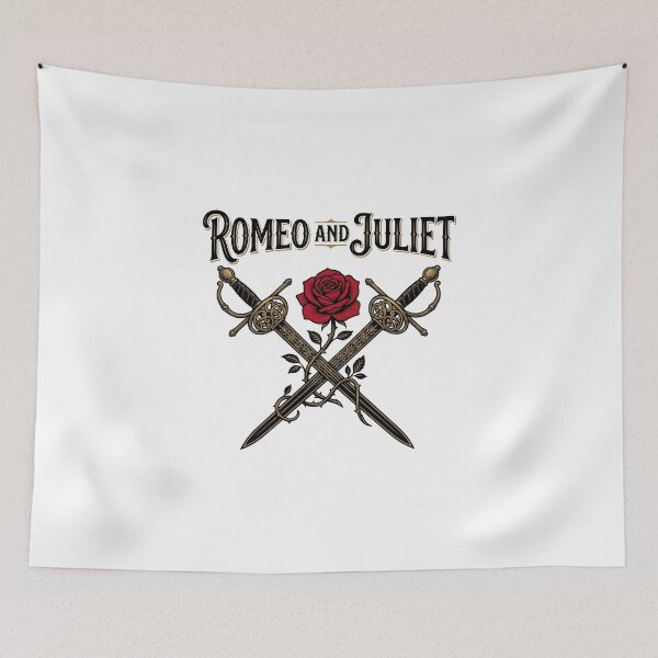Item preview, Romeo and Juliet Crossed Swords and Rose Design designed and sold by Fenay Designs.